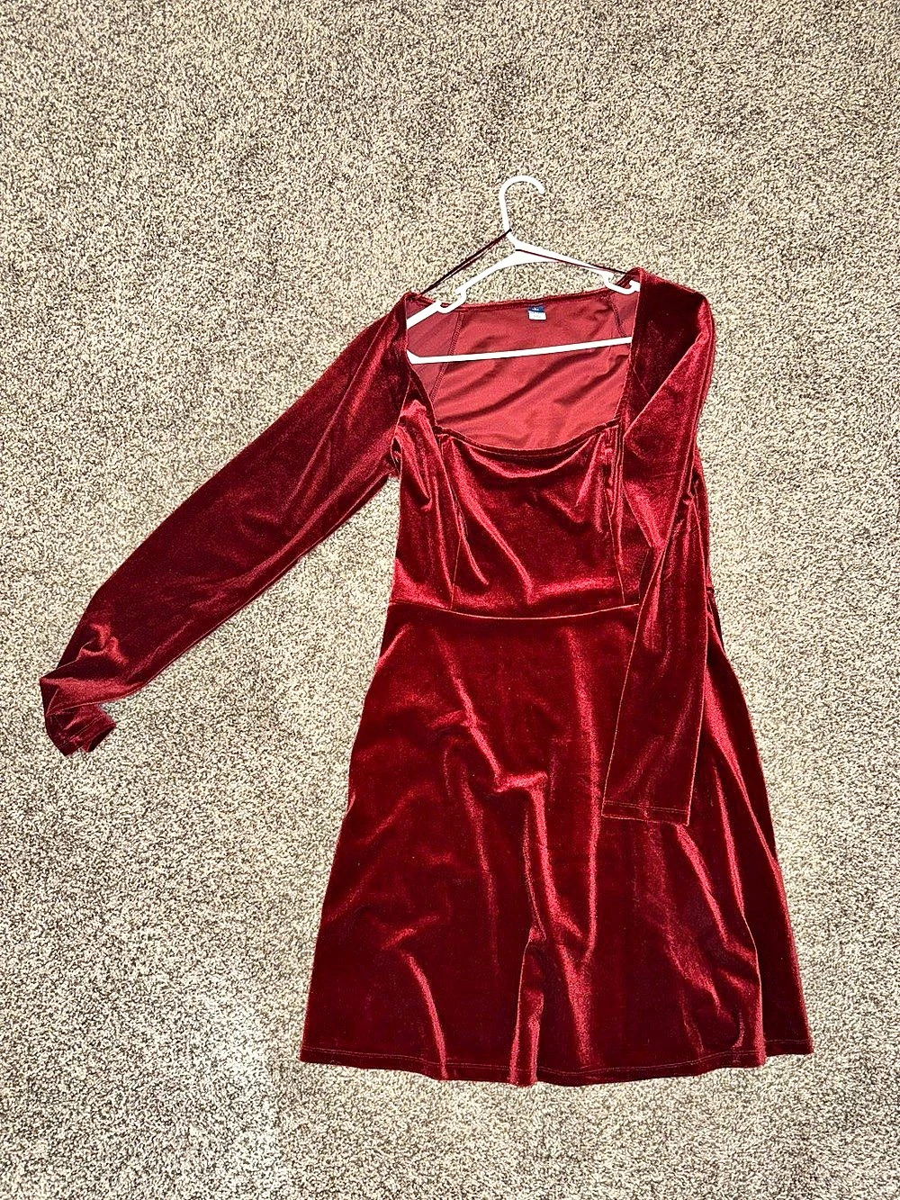Old Navy Fit & Flare Velvet Mini Dress Red Medium
